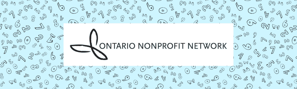 Light blue background with random numbers all throughout the background. ONN logo in black and white in the centre.